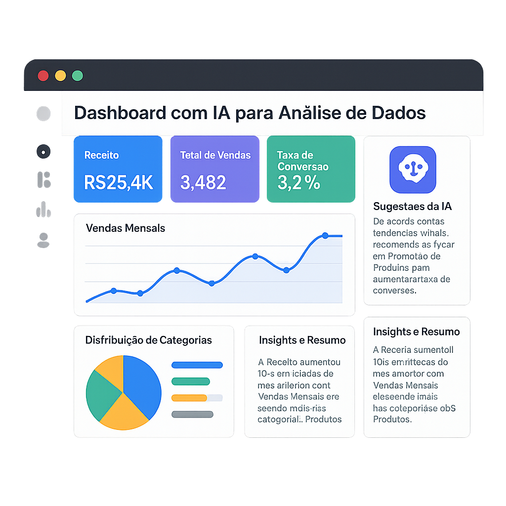 Mockup de dashboard com IA